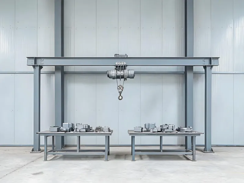 Manufacturing cell with overhead beam